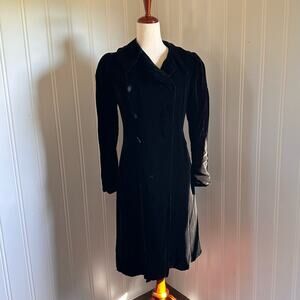 Vintage Goth Black Velvet Coat Size XS